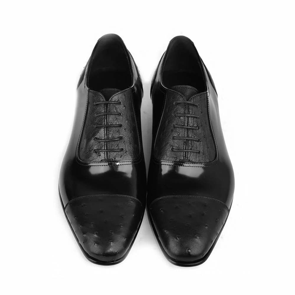 Corrente C0001301-6708 Cap Toe Ostrich Oxfords Black