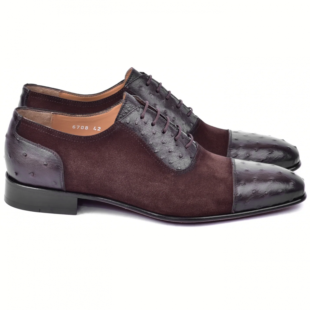 Corrente C00014-6708 Ostrich & Suede Cap Toe Brown