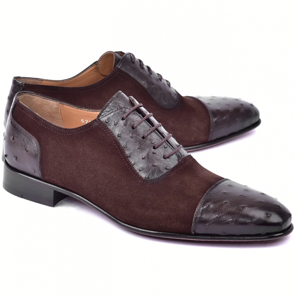 Corrente C00014-6708 Ostrich & Suede Cap Toe Brown