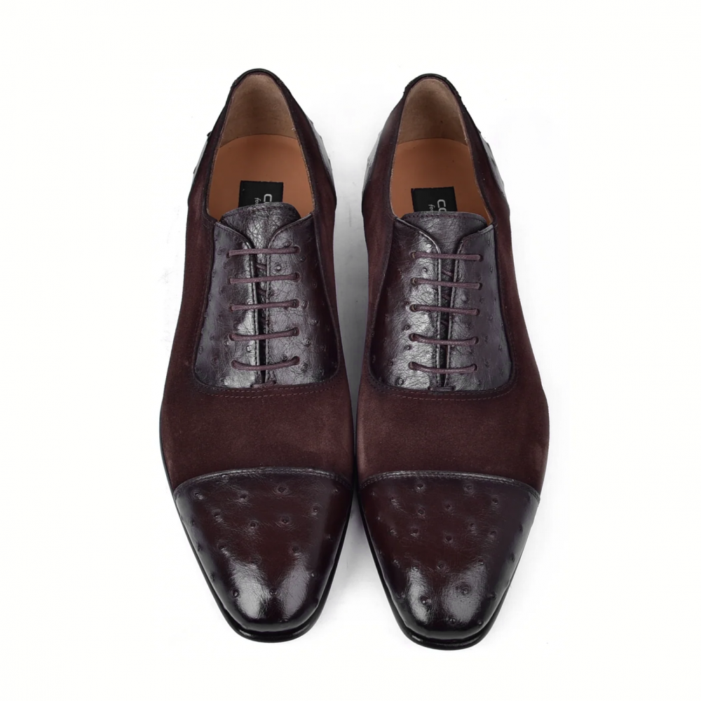 Corrente C00014-6708 Ostrich & Suede Cap Toe Brown