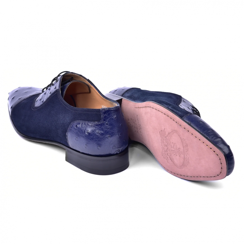 Corrente C00015-6708 Ostrich & Suede Cap Toe Navy