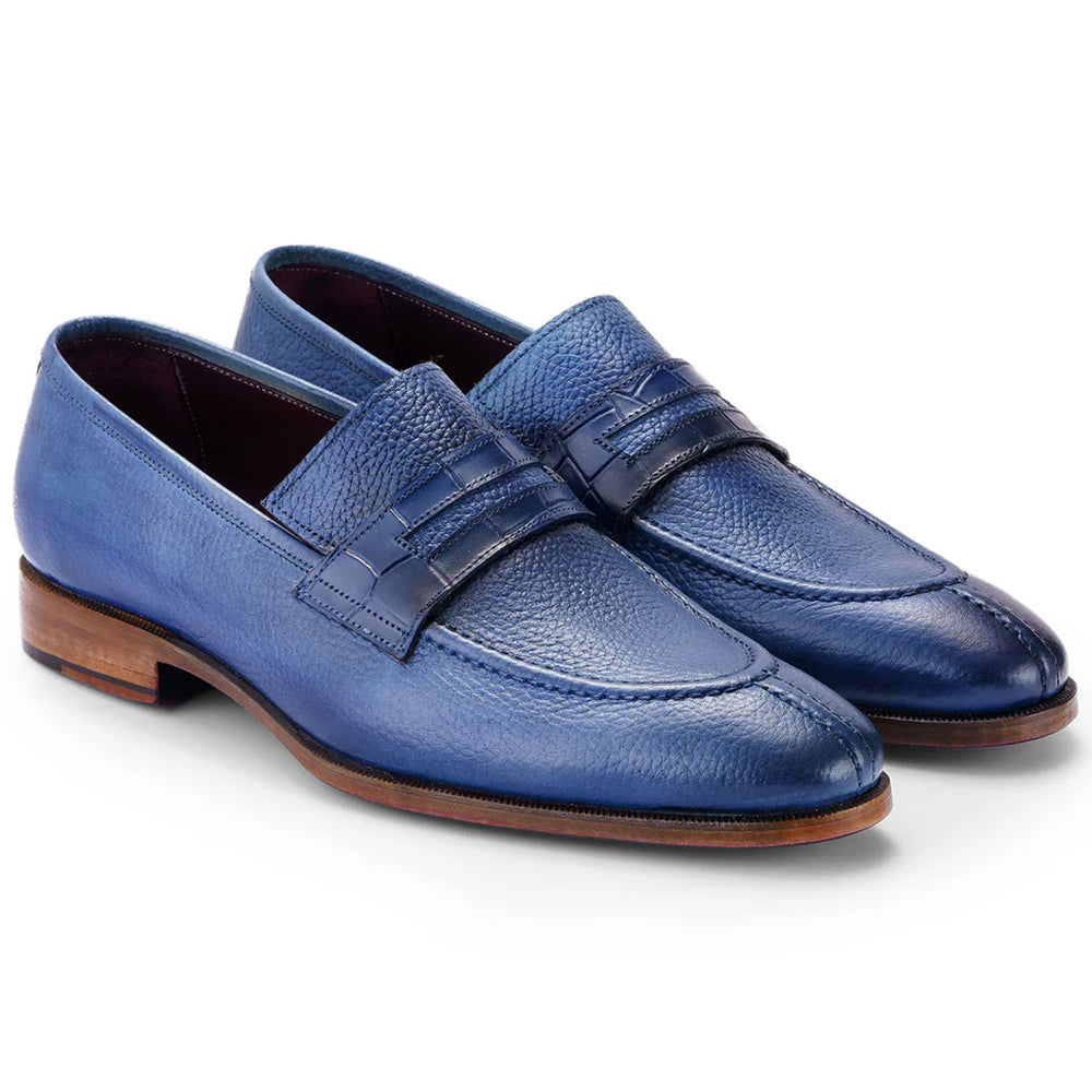 Paul Parkman Men's Split Toe Loafer Shoes Blue