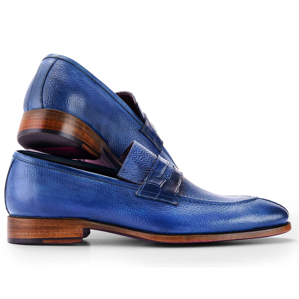 Paul Parkman Men's Split Toe Loafer Shoes Blue
