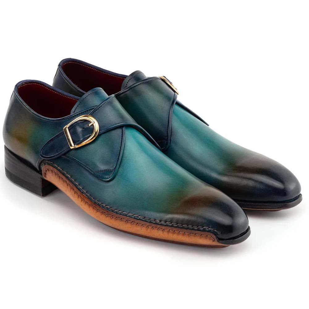 Paul Parkman Single Monkstrap Shoes Turquoise / Brown