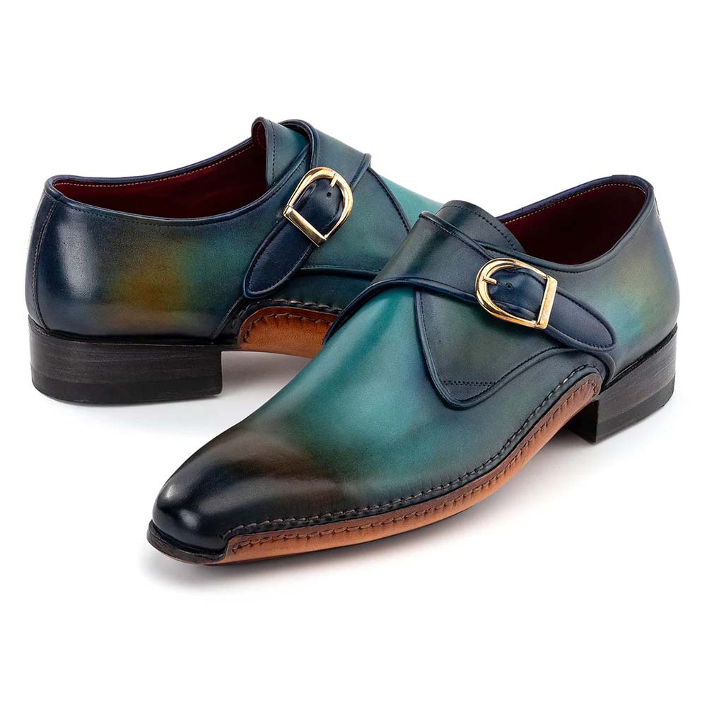 Paul Parkman Single Monkstrap Shoes Turquoise / Brown