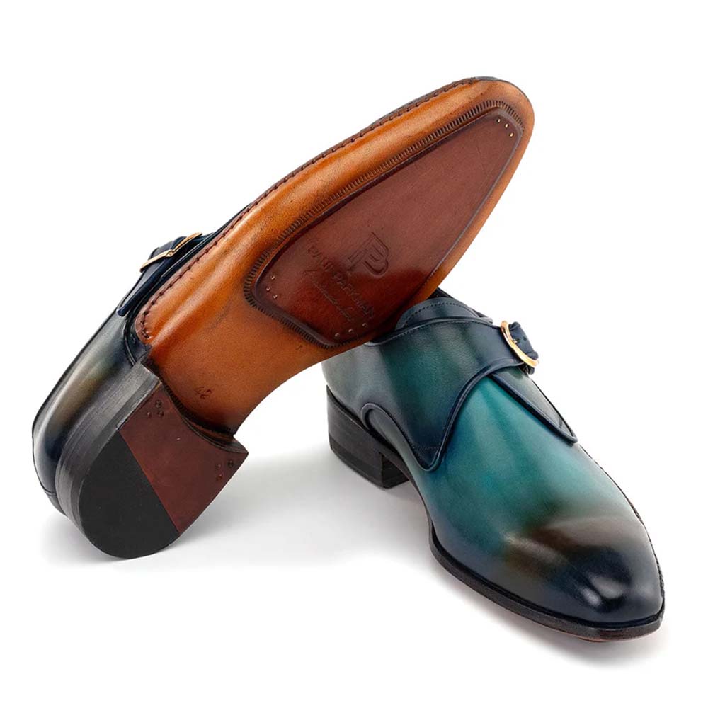 Paul Parkman Single Monkstrap Shoes Turquoise / Brown