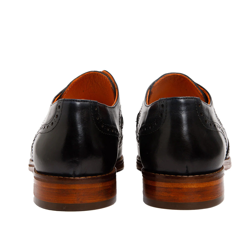 Vinci Leather The Neiva Wingtip Semi Brogue Derby Shoe Navy / Brown
