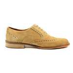 Zelli Cirico Suede Wing Tip Brogue Lace Up in Ivory