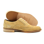 Zelli Cirico Suede Wing Tip Brogue Lace Up in Ivory