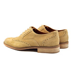 Zelli Cirico Suede Wing Tip Brogue Lace Up in Ivory