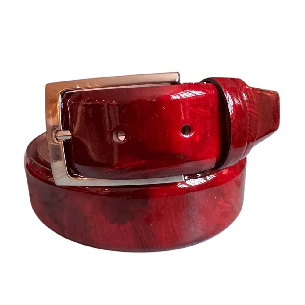 Corrente CBelt-7249 Marble Leather Belt Ruby