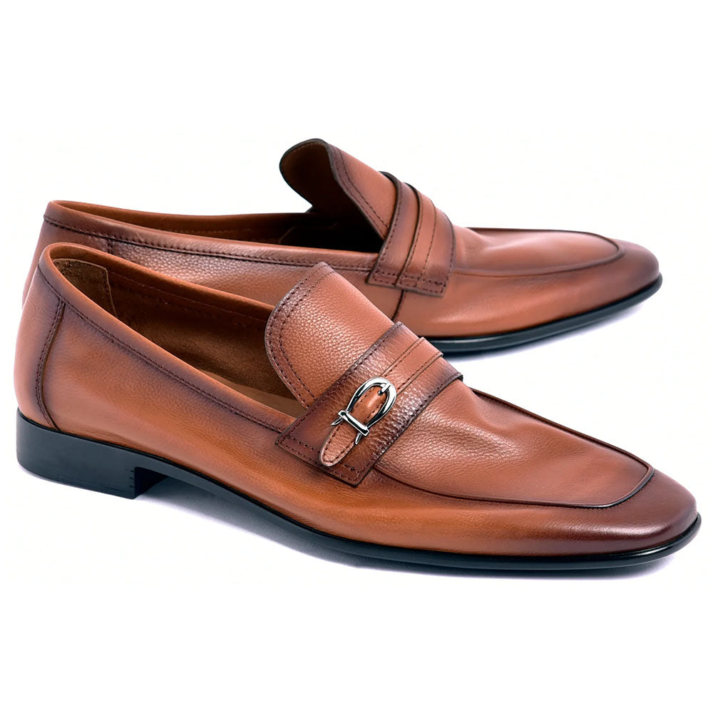 Corrente C0001118-7256 Side Buckle Loafer Tan