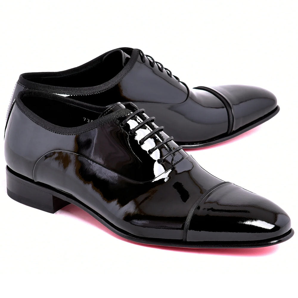 Corrente C0001102-7368P Patent Leather Cap Toe Lace Up Black