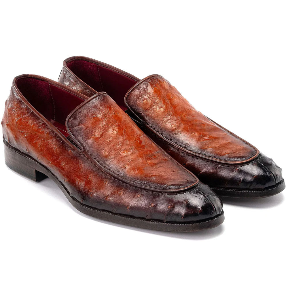 Paul Parkman Genuine Ostrich Skin Loafers Brown