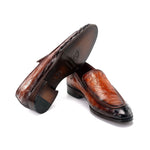 Paul Parkman Genuine Ostrich Skin Loafers Brown