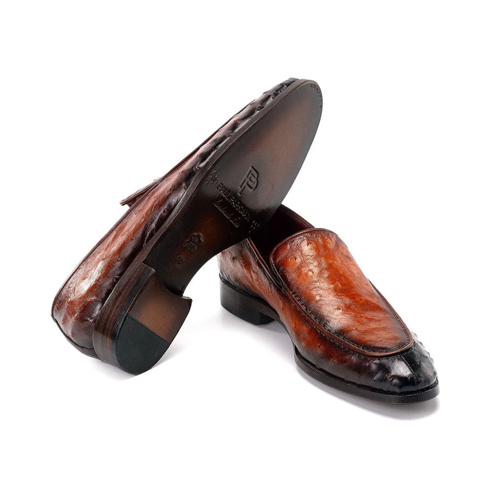 Paul Parkman Genuine Ostrich Skin Loafers Brown