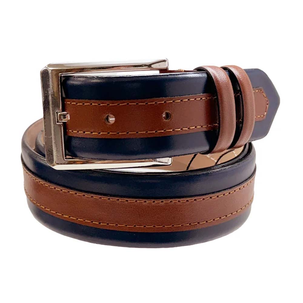 Corrente CBelt-7397 Italian Leather Belt Navy & Tan