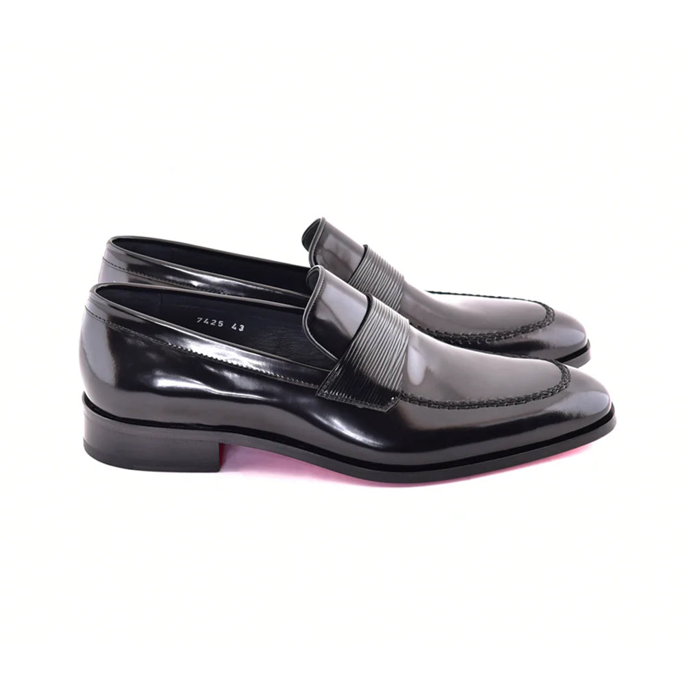 Corrente C0001103-7425 Formal Luxe Leather Loafer Black
