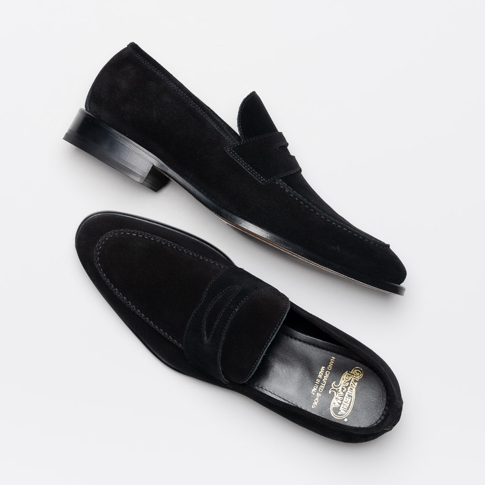 Calzoleria Toscana 7730 Suede Penny Loafers Black