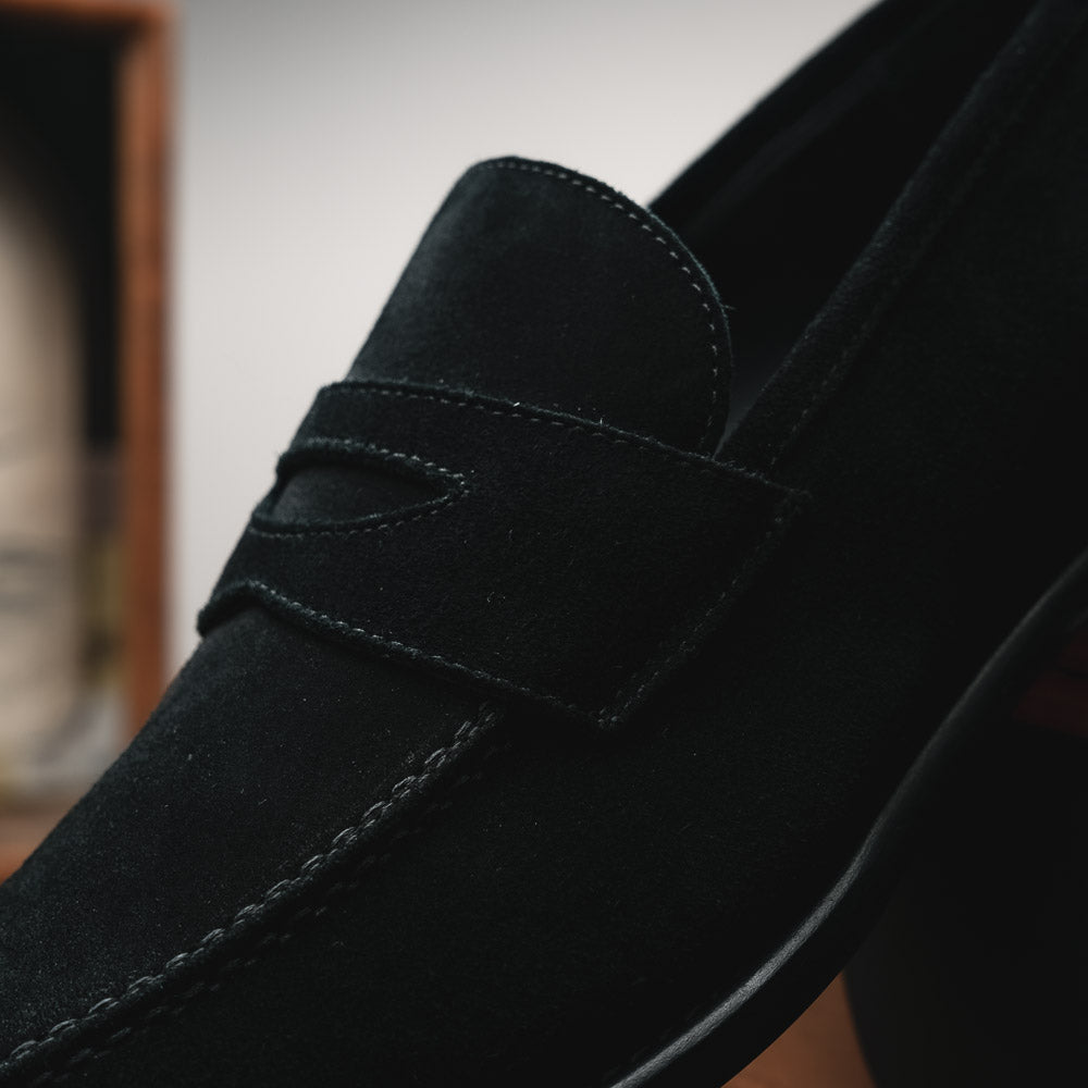 Calzoleria Toscana 7730 Suede Penny Loafers Black