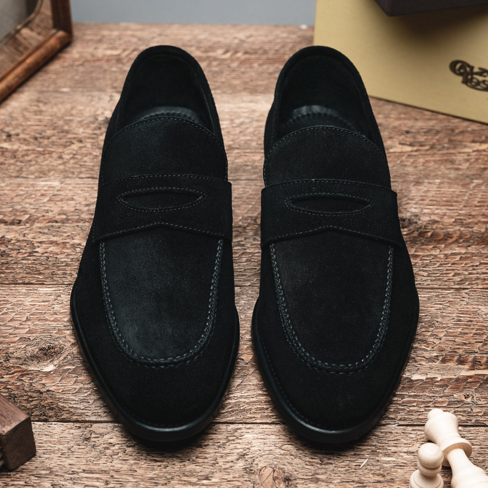 Calzoleria Toscana 7730 Suede Penny Loafers Black