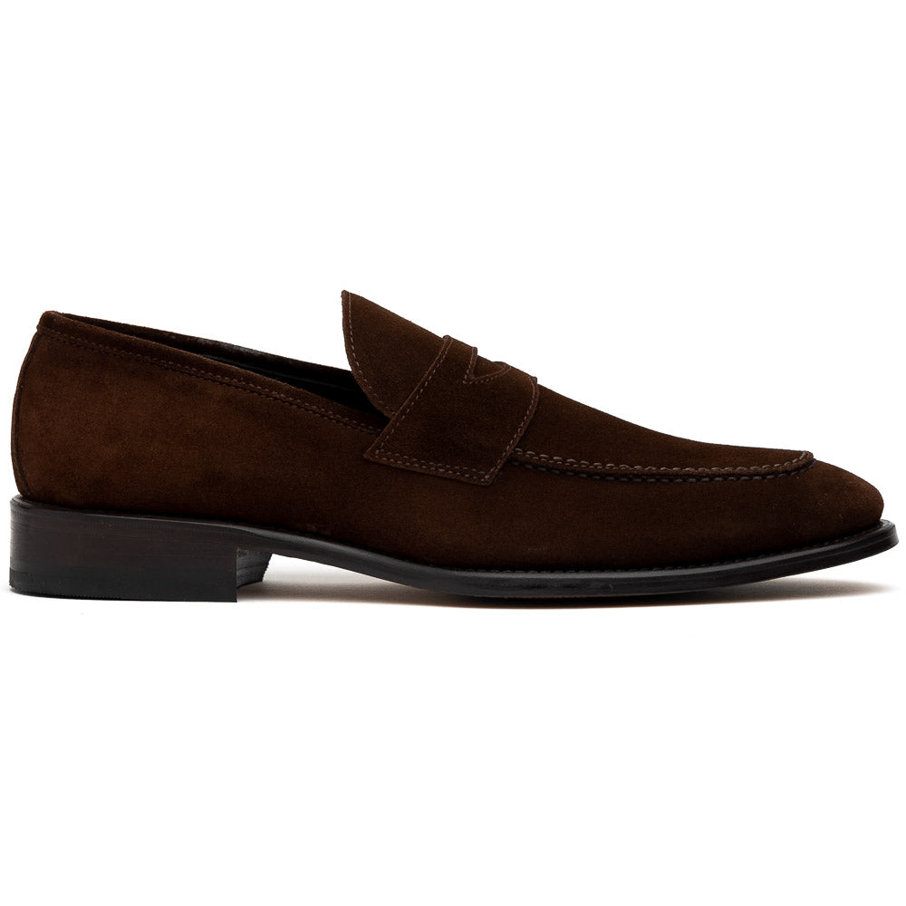 Calzoleria Toscana 7730 Suede Penny Loafers Chocolate