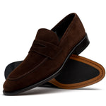 Calzoleria Toscana 7730 Suede Penny Loafers Chocolate