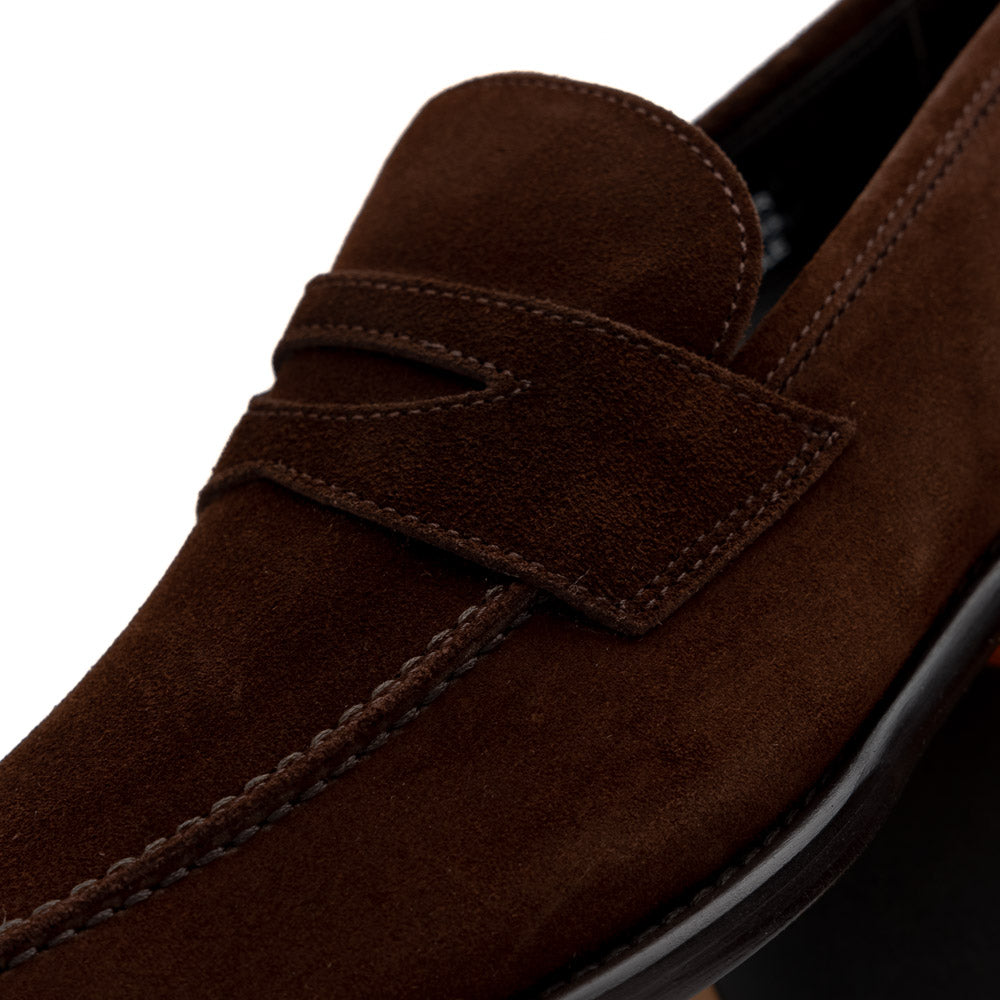 Calzoleria Toscana 7730 Suede Penny Loafers Chocolate