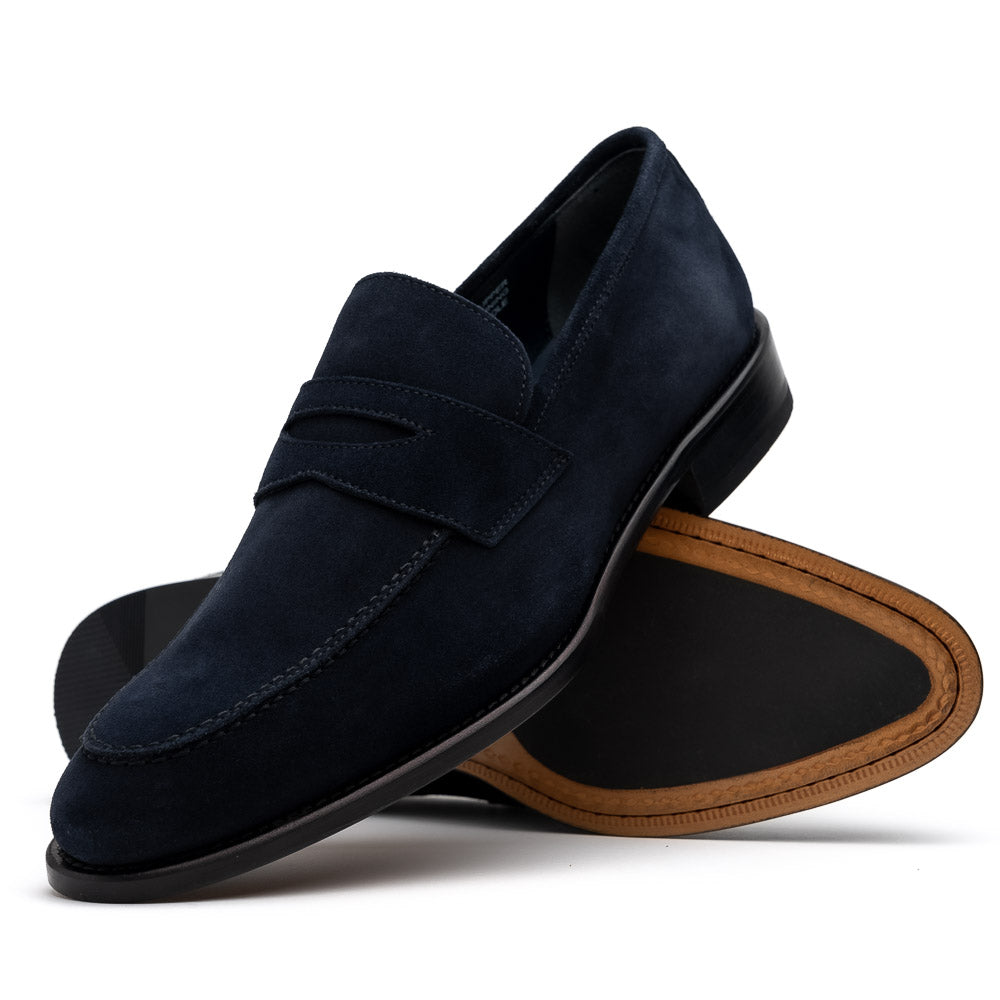 Calzoleria Toscana 7730 Suede Penny Loafers Blue