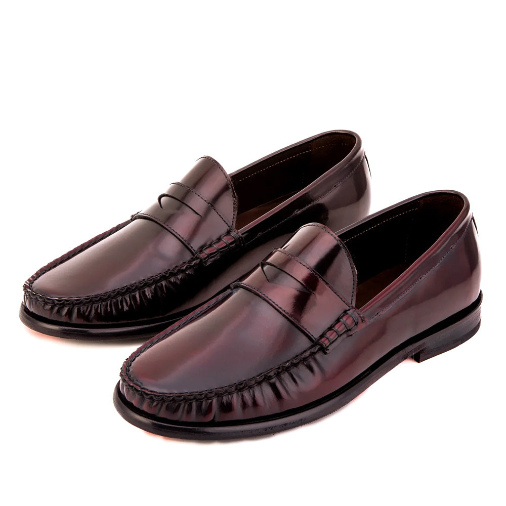 Vinci Leather The Belmont Polished Leather Loafer Burgundy
