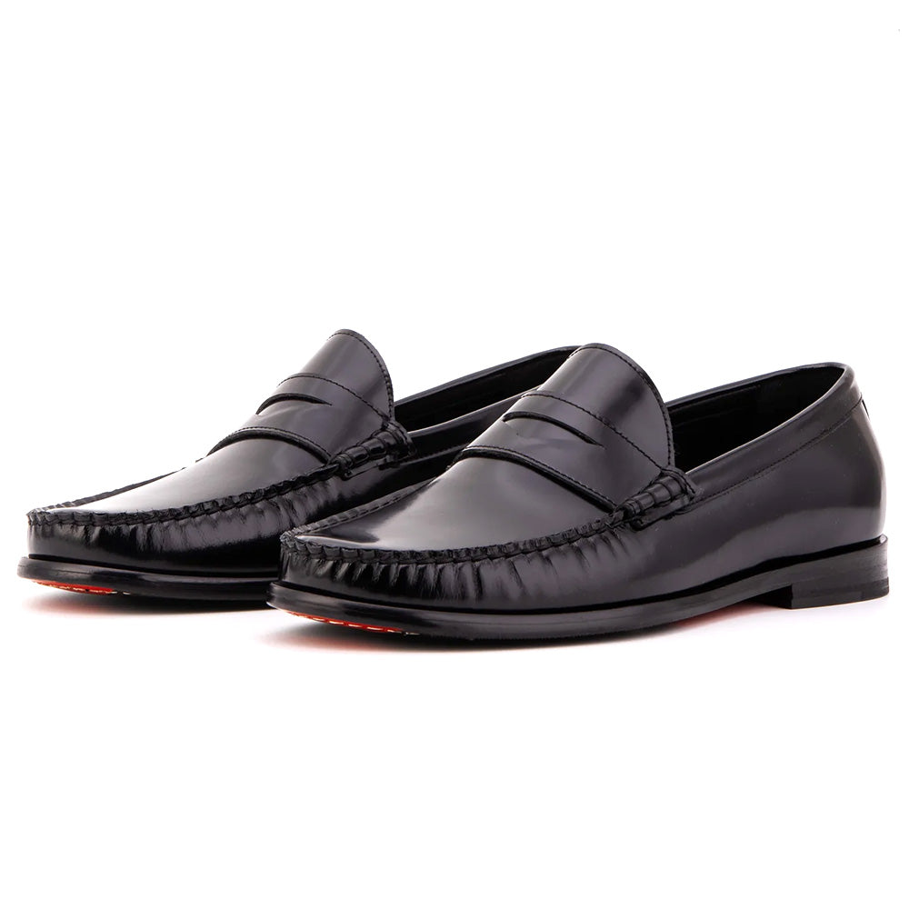 Vinci Leather The Belmont Polished Leather Loafer Black