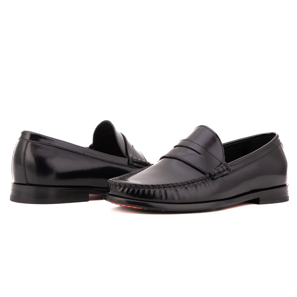 Vinci Leather The Belmont Polished Leather Loafer Black