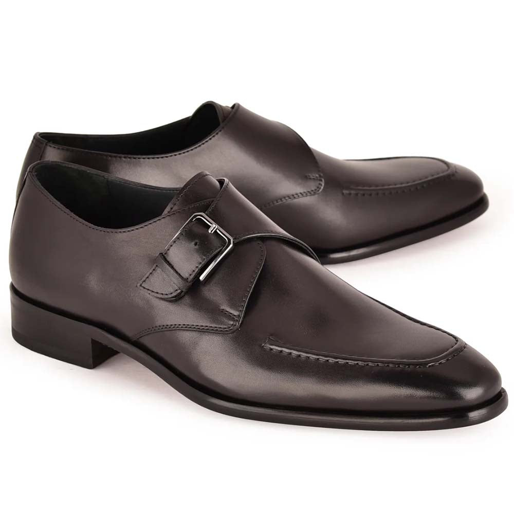 Corrente C0001124-7948 Leather Monk Strap Black