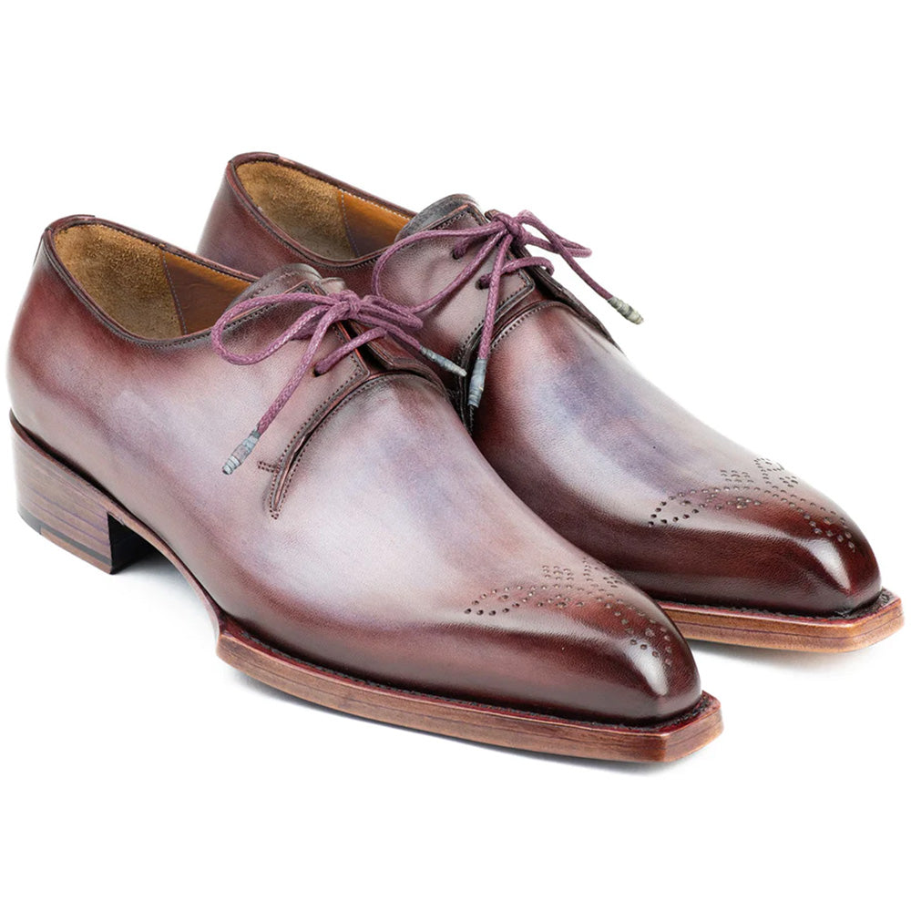 Paul Parkman Goodyear Welted Derby Shoes Ice Blue & Bordeaux