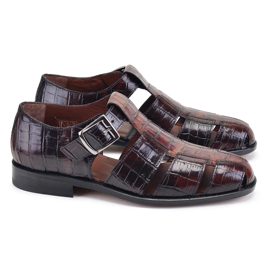 Corrente P00029-8092 Croco Print Sandal Brown