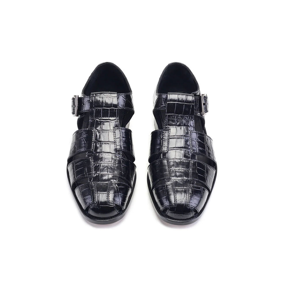 Corrente P00030-8092 Croco Print Sandal Black