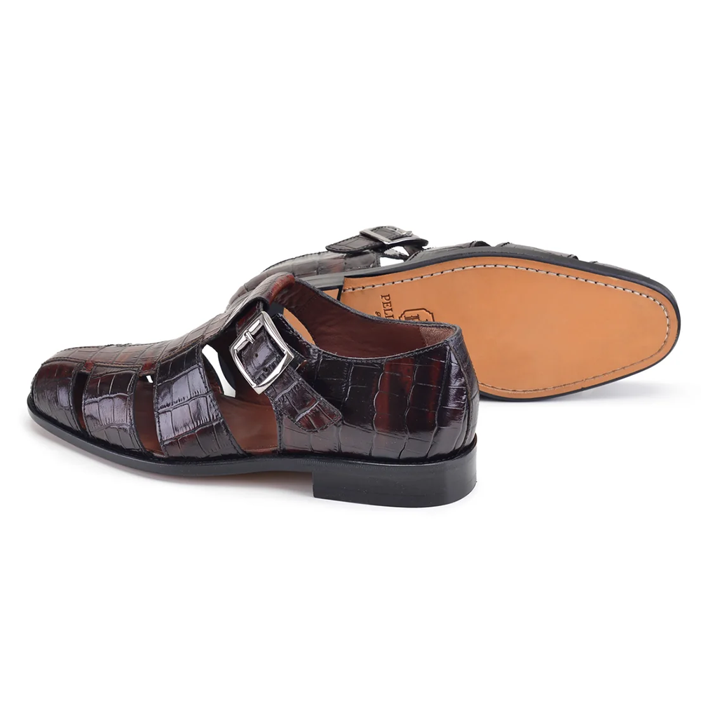 Corrente P00029-8092 Croco Print Sandal Brown