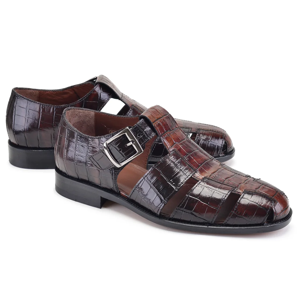 Corrente P00029-8092 Croco Print Sandal Brown