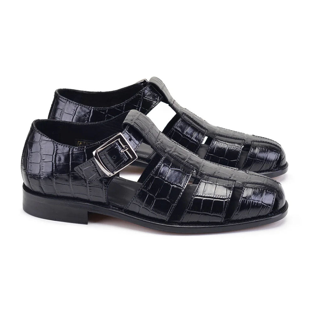 Corrente P00030-8092 Croco Print Sandal Black