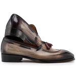 Paul Parkman Men's Split Toe Tassel Loafers Patina Leather Brown