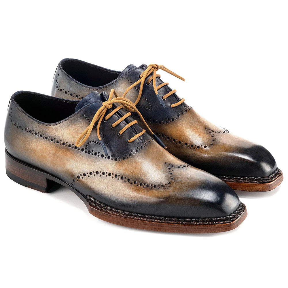 Paul Parkman Goodyear Welted Wingtip Oxfords Camel & Navy