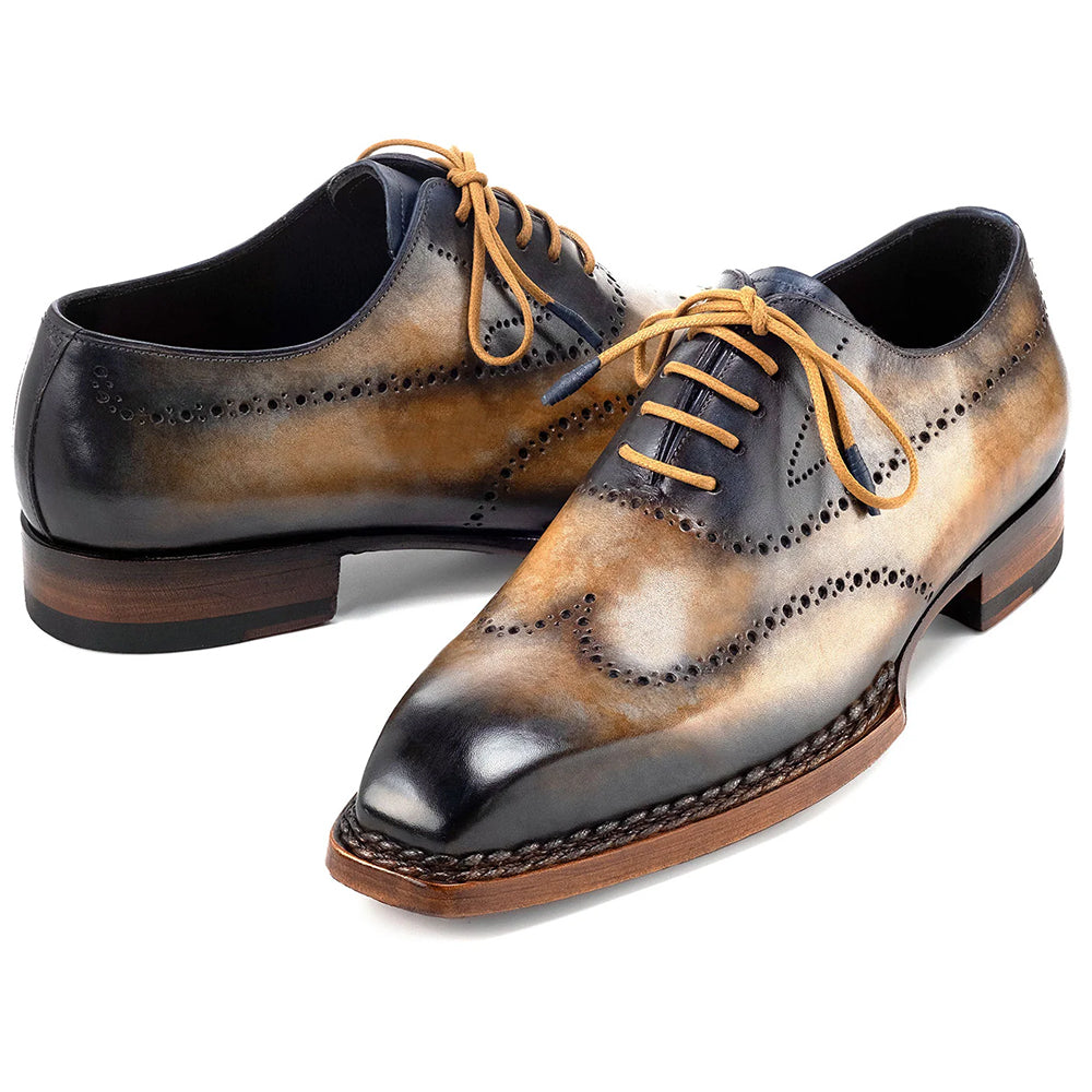 Paul Parkman Goodyear Welted Wingtip Oxfords Camel & Navy