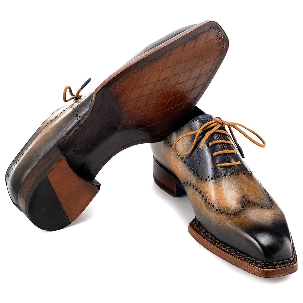 Paul Parkman Goodyear Welted Wingtip Oxfords Camel & Navy