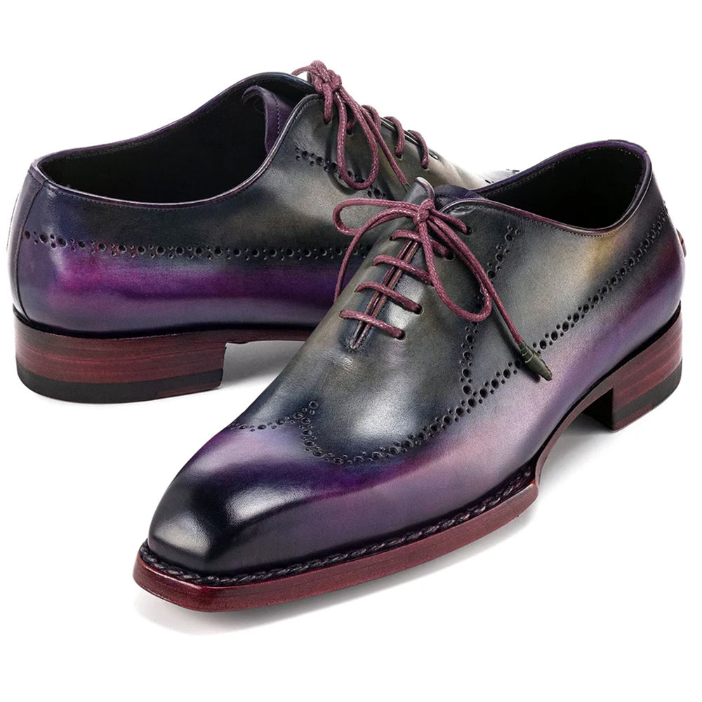 Paul Parkman Goodyear Welted Wingtip Oxfords Purple & Grey