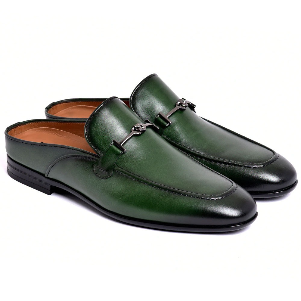 Corrente C166-8248 Leather Bit Mule Green