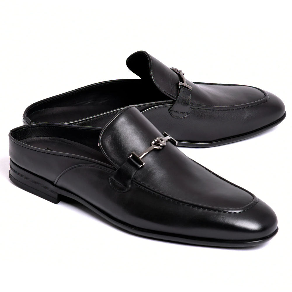 Corrente C163-8248 Leather Bit Mule Black