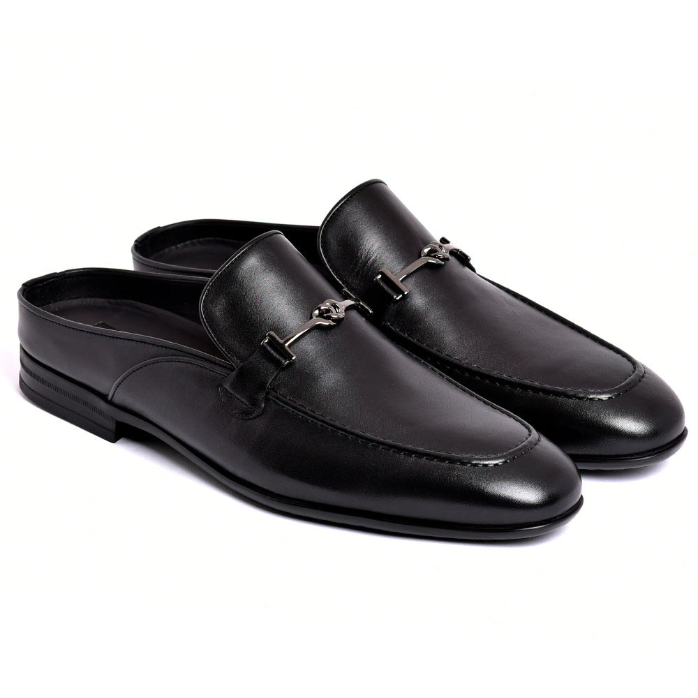 Corrente C163-8248 Leather Bit Mule Black