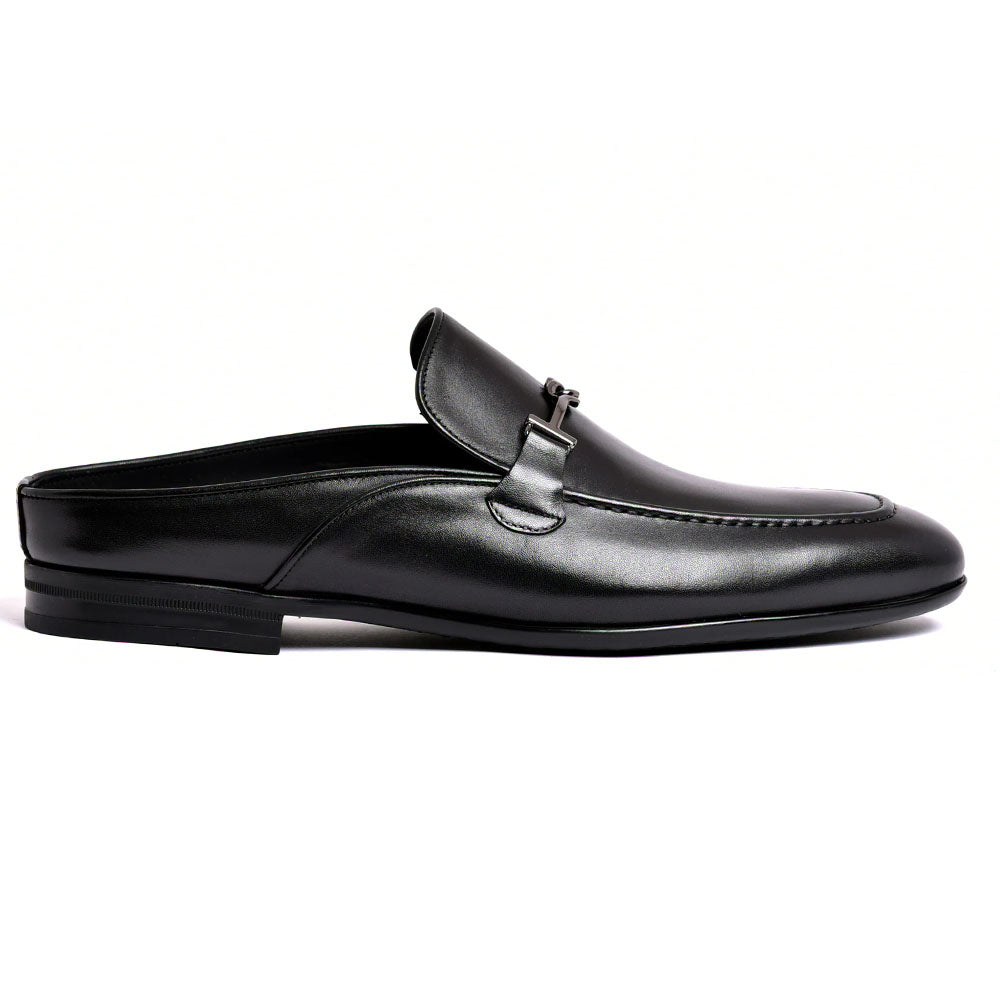 Corrente C163-8248 Leather Bit Mule Black
