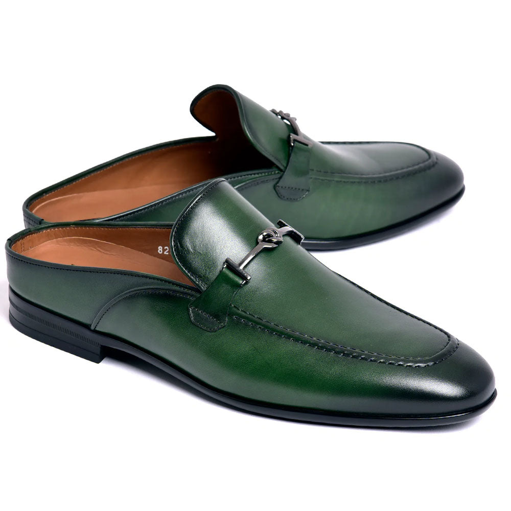 Corrente C166-8248 Leather Bit Mule Green