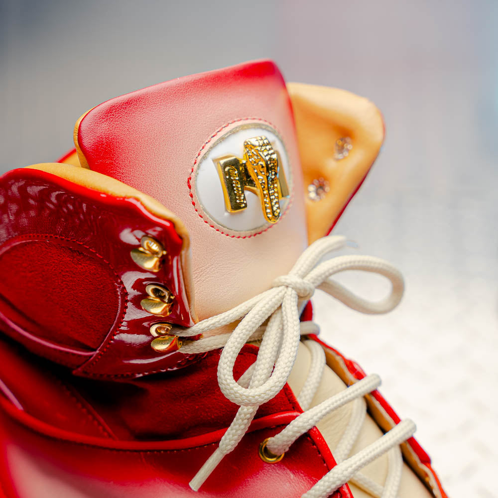 Mauri 8402 Diamond Patent / Baby Croc / Suede / Nappa Sneaker Cream / Dirty Red 